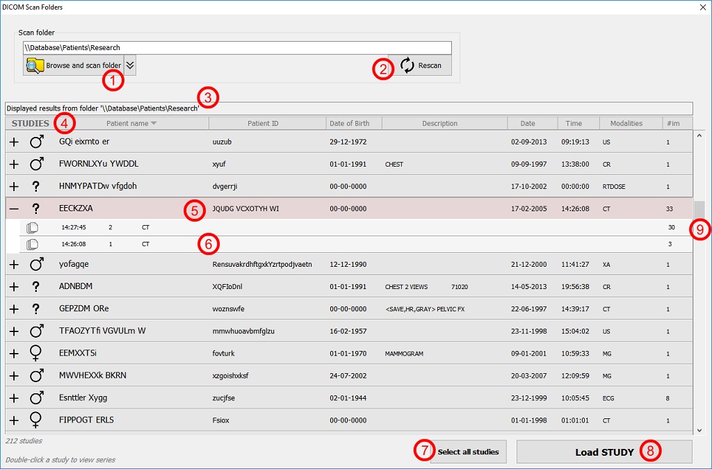 DICOM query and retrieve interface