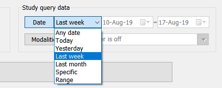 DICOM query date selection